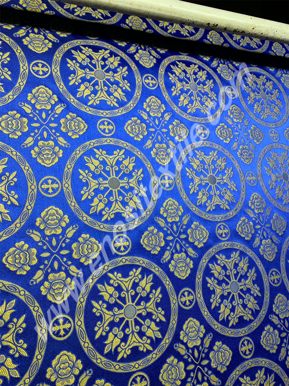 KL-038 Dark Blue-Gold Brocade Fabrics